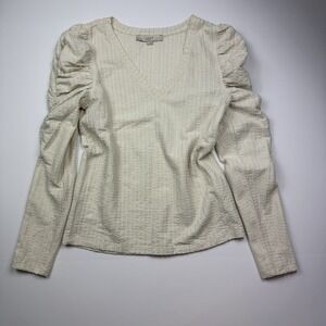 LOFT Textured Puff Sleeve Top Women's Long Sleeve Size S